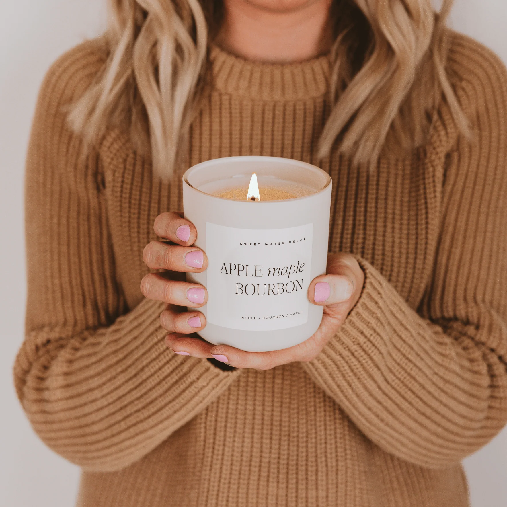 Apple Maple Bourbon Soy Candle (15oz Tan Matte Jar) - Image 4