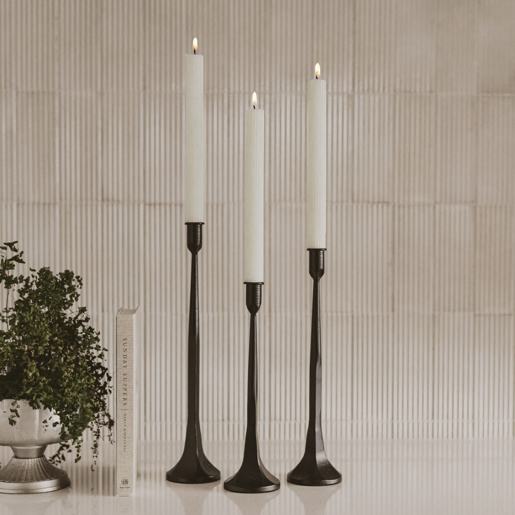 Fluted Taper Candles (Set of 3) - Image 4