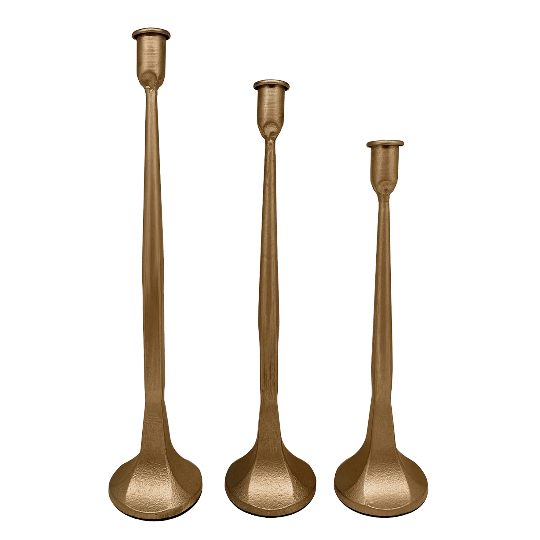 Gold Cast Iron Taper Candle Holders - Image 3