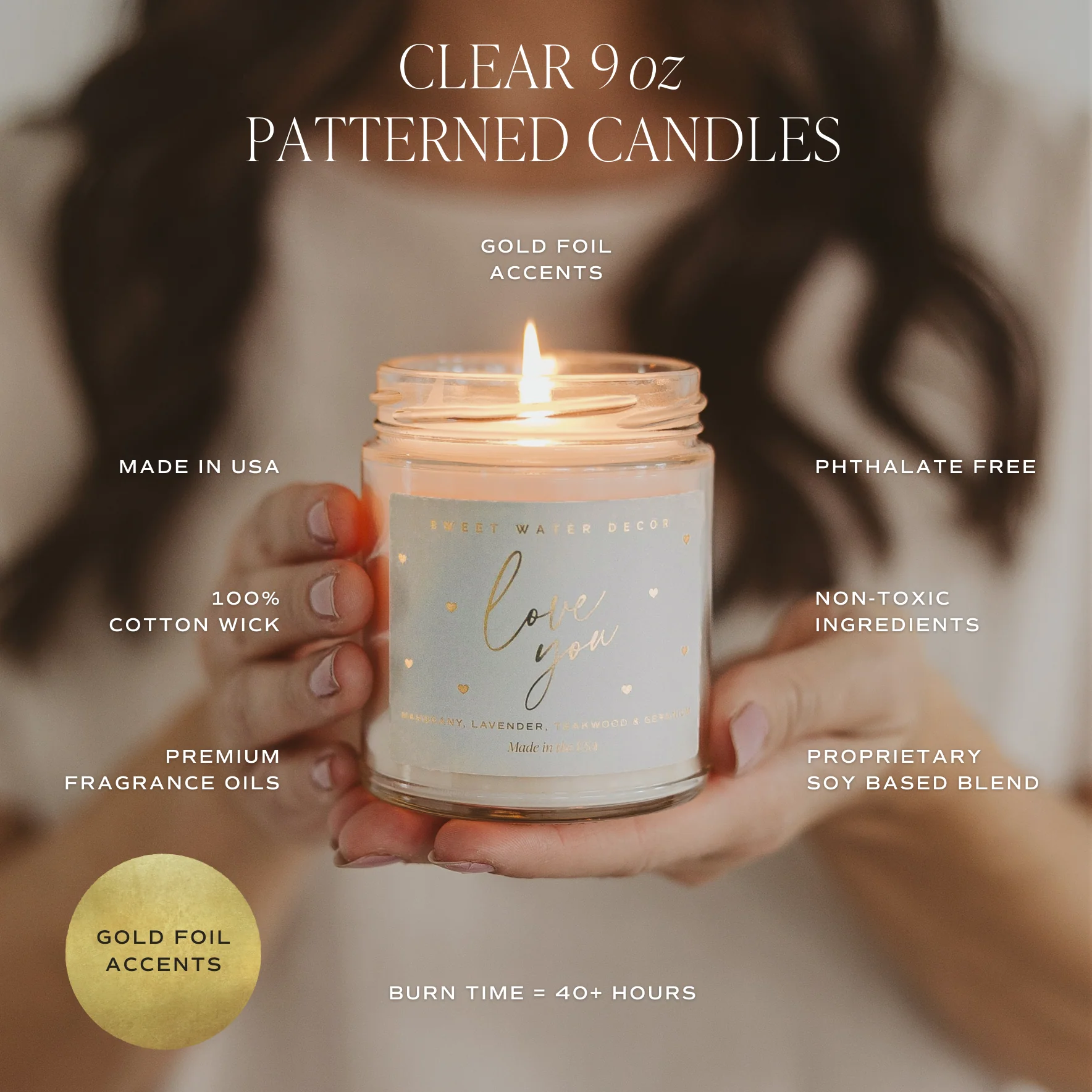 Salt and Sea Soy Patterned Candle (9oz Clear Jar) - Image 6